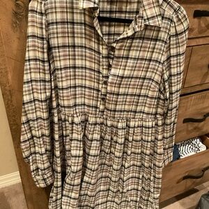 LOFT Multicolor Plaid Shirt Dress
